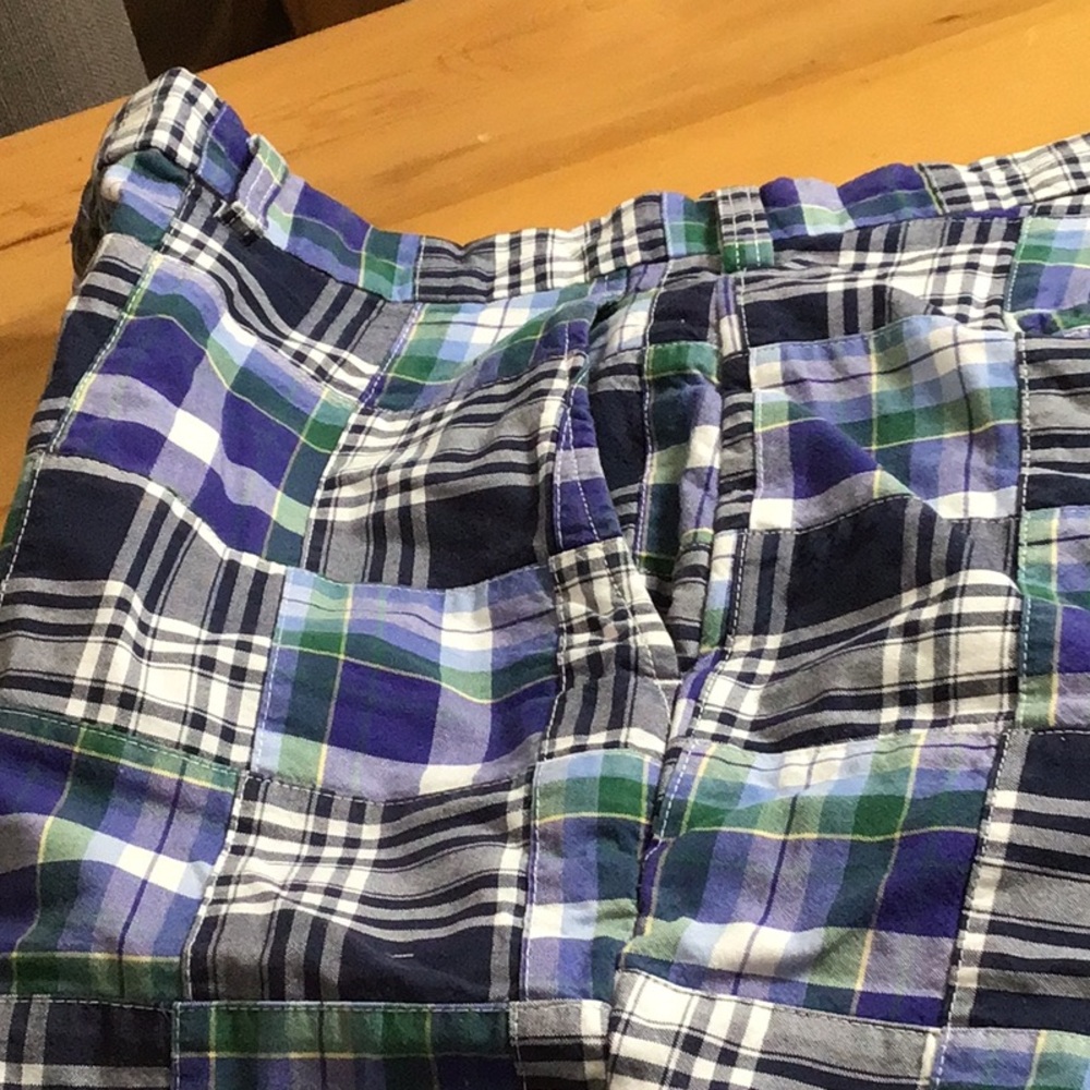 Brooks Brothers Madras -Blue, Green & White Plaid Flat Front Shorts size 42 - Picture 10 of 10